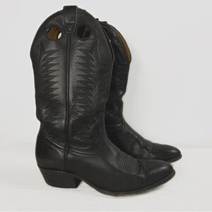 Boulet Mens Medium Cowboy Toe Boots Black Leather Cowboy Boots size 9